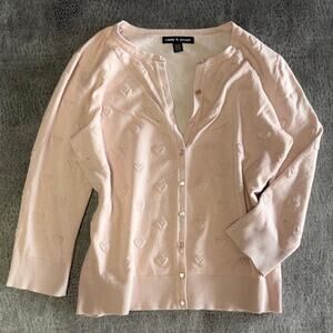 Y2k Cable & Gauge Blush Heart Sweater Cardigan